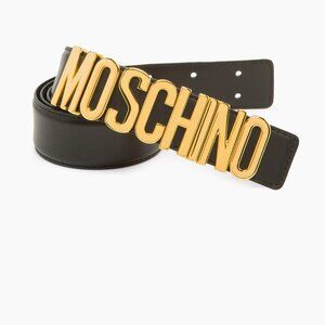 Moschino Women's Logo Buckle Leather Belt